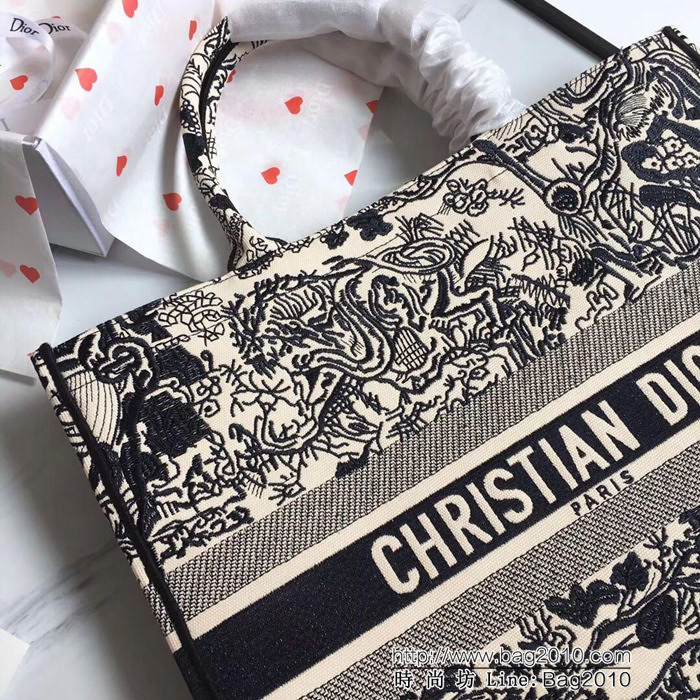 DIOR迪奧 Dior Book Tote帆布刺繡手提包 青花瓷圖案 肩背與手提兩用  zdo1166